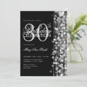 Elegante 30e verjaardag Glam Glitters Zilver & Zwa Kaart (Staand voorkant)