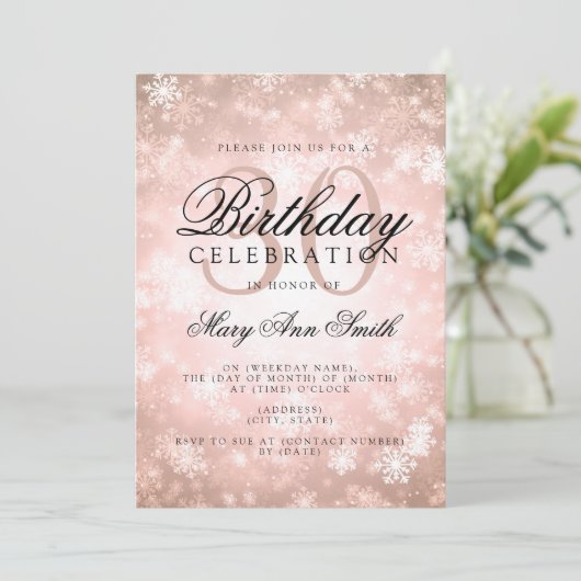 Elegante 30e verjaardag Koper Winter Wonderland Kaart (Staand voorkant)