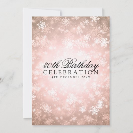 Elegante 30e verjaardag Koper Winter Wonderland Kaart (Achterkant)