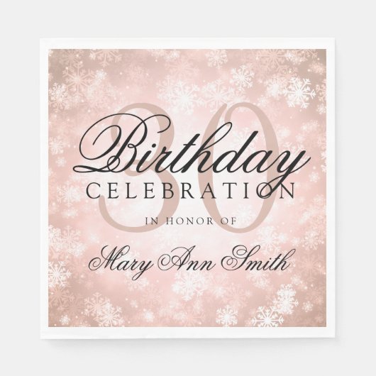 Elegante 30e verjaardag Koper Winter Wonderland Servetten (Voorkant)