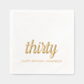 Elegante 30e verjaardag moderne gouden folie serve servetten (Voorkant)