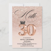 Elegante 30e verjaardag roos gouden blush foto kaart (Voorkant)