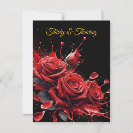 Elegante 30e verjaardag - Rozen in bloei Briefkaart