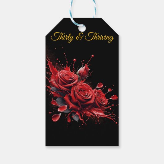 Elegante 30e verjaardag - Rozen in bloei Cadeaulabel (Voorkant)