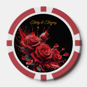 Elegante 30e verjaardag - Rozen in bloei Poker Chips