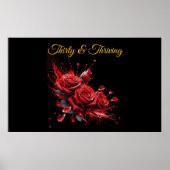 Elegante 30e verjaardag - Rozen in bloei Poster (Voorkant)