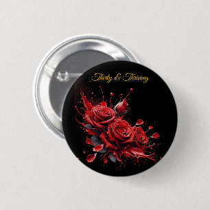 Elegante 30e verjaardag - Rozen in bloei Ronde Button 5,7 Cm