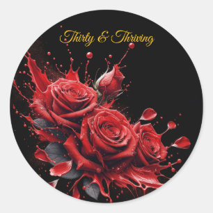 Elegante 30e verjaardag - Rozen in bloei Ronde Sticker