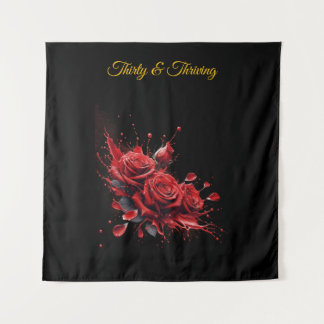 Elegante 30e verjaardag - Rozen in bloei Wandkleed