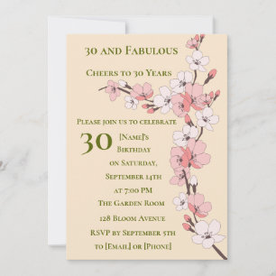 Elegante 30e verjaardag uitnodiging Floral Design