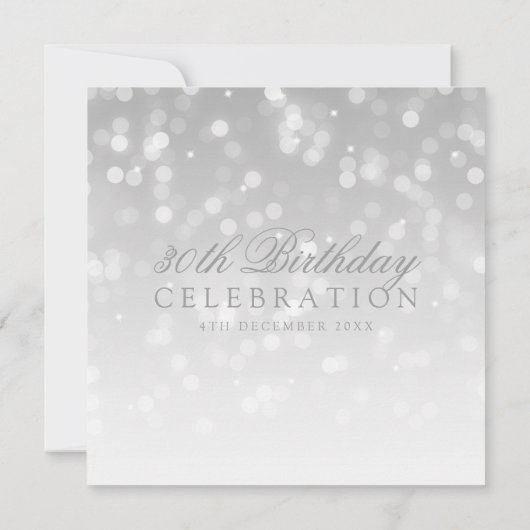 Elegante 30e verjaardag Zilveren Bokeh Sparkle Lig Kaart (Achterkant)