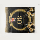 Elegante 30e verjaardag zwart goud glitter achterg wandkleed (Voorkant (horizontaal))