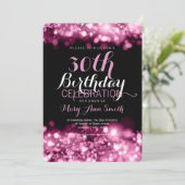 Elegante 30e verjaardagsfeest roze sprankelende li kaart (Staand voorkant)