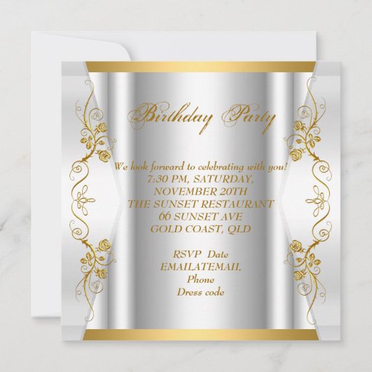 Elegante 30e verjaardagsfeest witte gouden vlinder kaart (Achterkant)