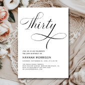 Elegante 30ste script minimalistische verjaardag kaart