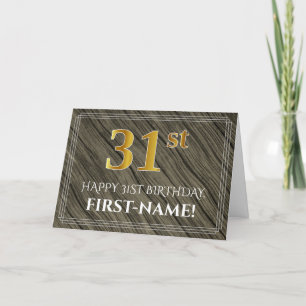 Elegante 31e verjaardag: Faux hout, Faux Gold look Kaart