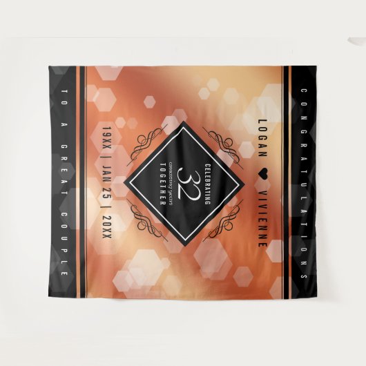 Elegante 32e bruiloft koperen bruiloft jubileum wandkleed (Voorkant (horizontaal))