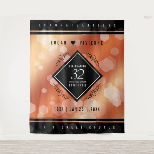 Elegante 32e bruiloft koperen bruiloft jubileum wandkleed (Voorkant)