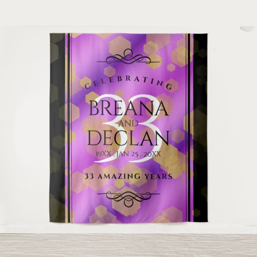 Elegante 33e Amethist Bruiloft Jubileum Wandkleed (Voorkant)