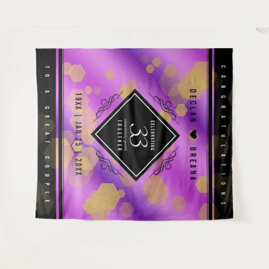 Elegante 33e Amethist Bruiloft Jubileum Wandkleed (Voorkant (horizontaal))