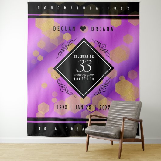 Elegante 33e Amethist Bruiloftjubileum Wandkleed (In situ)