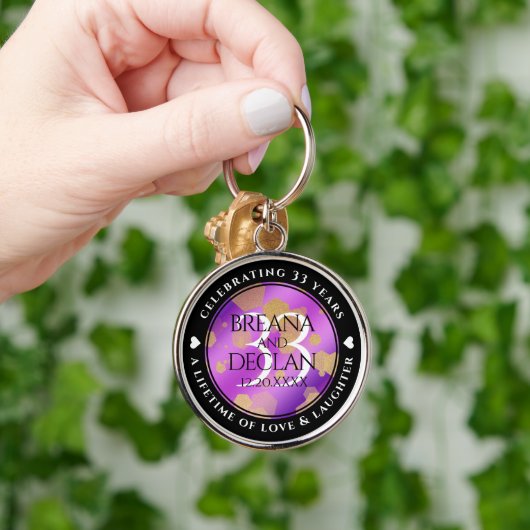 Elegante 33e amethysten huwelijksverjaardag sleutelhanger (Hand)