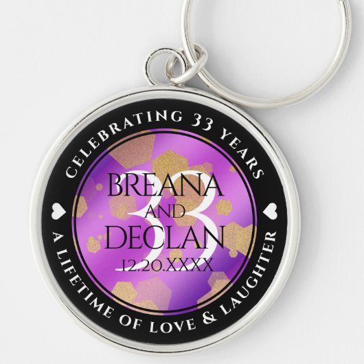 Elegante 33e amethysten huwelijksverjaardag sleutelhanger (Voorkant)