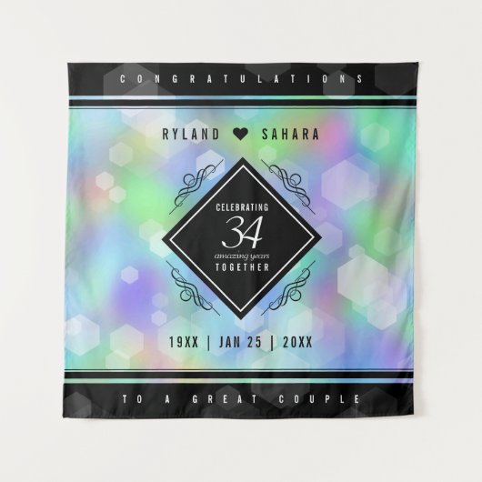 Elegante 34e Opaal Bruiloft Jubileum Viering Wandkleed (Voorkant)