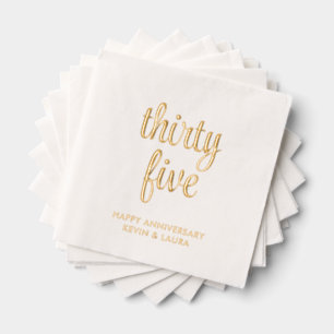 Elegante 35e bruiloft Jubileum Gold Foil servetten
