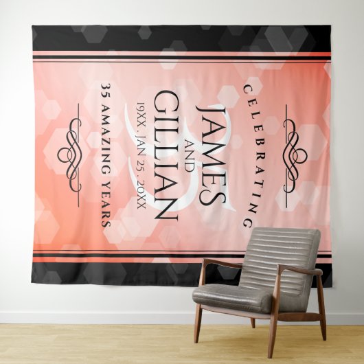 Elegante 35e koraalbruiloftviering wandkleed (In Situ (horizontaal))