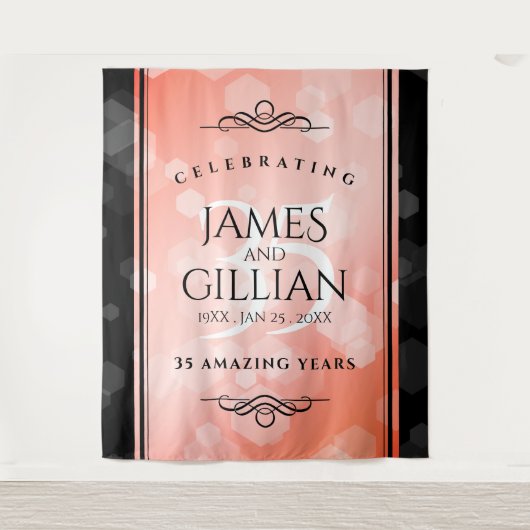 Elegante 35e koraalbruiloftviering wandkleed (Voorkant)