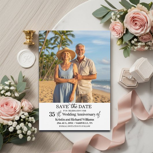 Elegante 35e trouwjubileum foto save the date