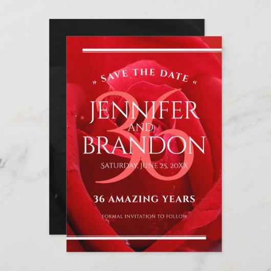 Elegante 36e rozen huwelijksjubileumviering save the date (Voorkant / Achterkant)