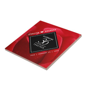 Elegante 36e rozen huwelijksjubileumviering tegeltje
