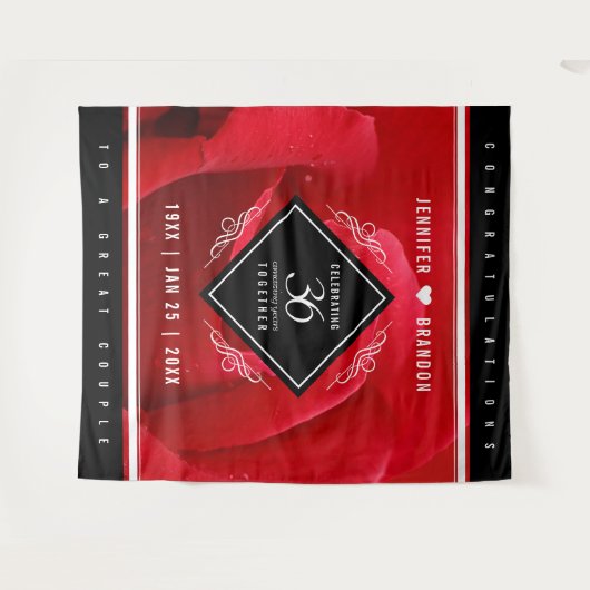 Elegante 36e rozen huwelijksjubileumviering wandkleed (Voorkant (horizontaal))