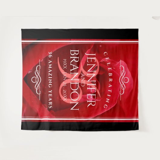 Elegante 36e rozen huwelijksjubileumviering wandkleed (Voorkant (horizontaal))