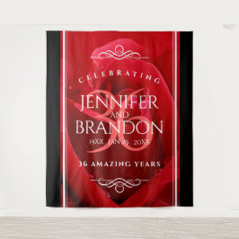 Elegante 36e rozen huwelijksjubileumviering wandkleed