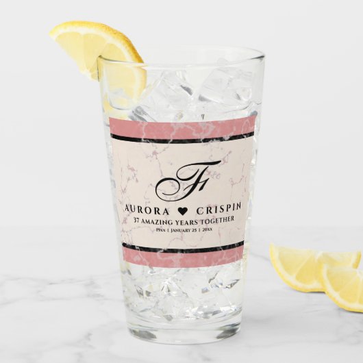 Elegante 37e Albasten Huwelijksjubileum Glas (Voorkant ijs)