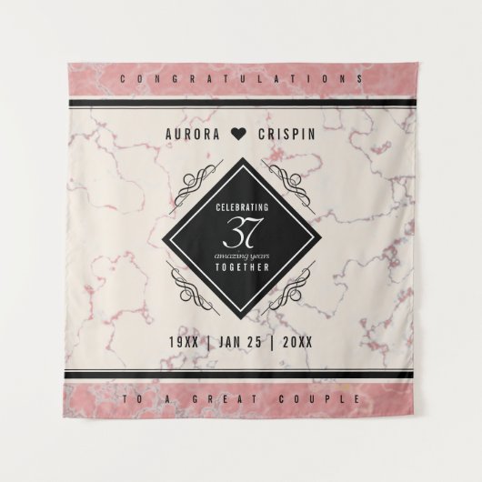Elegante 37e albasten huwelijksverjaardag wandkleed (Voorkant)
