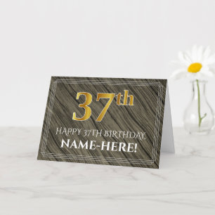 Elegante 37e verjaardag: Faux Wood, Faux Gold Look Kaart