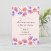 Elegante 37e verjaardag uitnodigingen Boho Floral  (Staand voorkant)