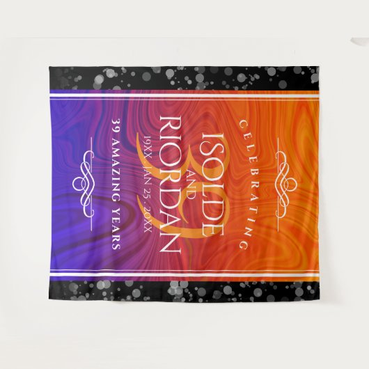 Elegante 39e agaten huwelijksverjaardag vieren wandkleed (Voorkant (horizontaal))