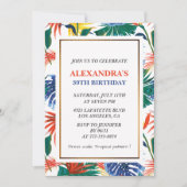 Elegante 39e verjaardag uitnodigingen Tropical Flo (Voorkant)