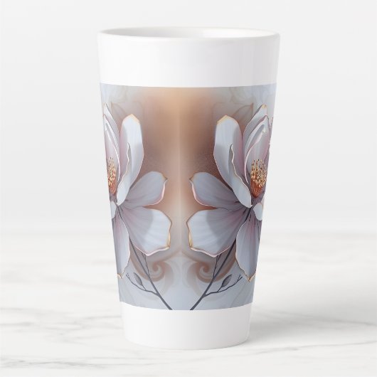 Elegante 3 dimensionale geschilderde bloem latte mok (Voorkant)