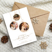 Elegante 3-foto familie minimalistische vrolijke k feestdagenkaart