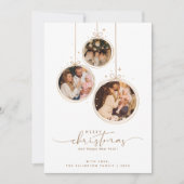 Elegante 3-foto familie minimalistische vrolijke k feestdagenkaart (Voorkant)