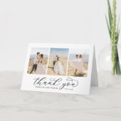 Elegante 3 foto landschap scriptuur trouwkaart bedankkaart (Voorkant)