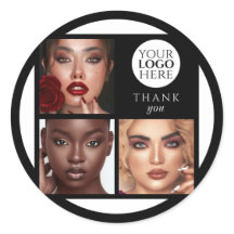 Elegante 3 Foto Tekst Zwart Logo Bedankt Make-up
