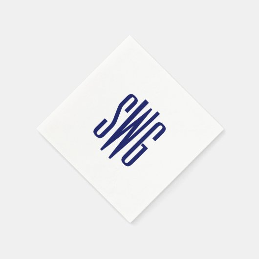 Elegante 3-initiaal Monogram #8BSt3 Bl Servet (Hoek)