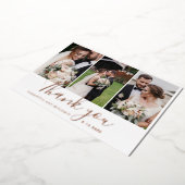 Elegante 3 trouwfoto's Dank u Gold Foil Kaart (Gedraaid)